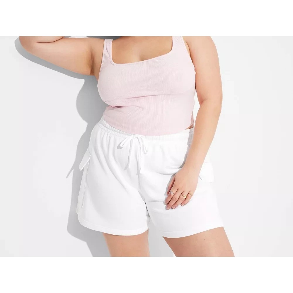 Women's Wild Fable ~ White Mid-Rise Cargo Sweat Shorts ~ Size XXL~ New with Tags